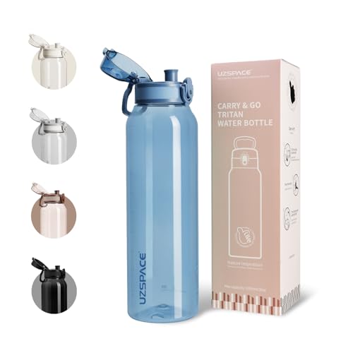 UZSPACE Botella Agua 1 Litro para Deporte sin BPA, Apertura de un Clic