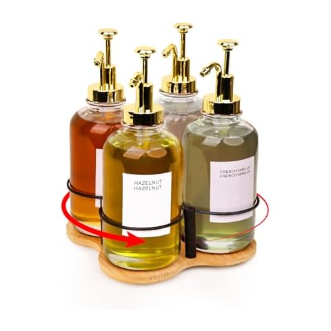 IntreLife Rotating Coffee Syrup Organizer, Syrup Bottle Holder for Coffee Syrup Dispenser 16.9oz, Bamboo Coffee Syrup Rack for Coffee Bar Station Countertop, Coffee Bar Accessories(Syrup Rack Only) Cover