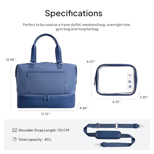 Image of TOPEAST Travel Duffle Bag, Weekender Bags for Women with Shoe Compartment