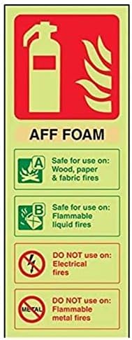 VSafety Glow In The Dark Aff Foam Id Fire Extinguisher Sign - 75mm x 200mm - Rigid Plastic