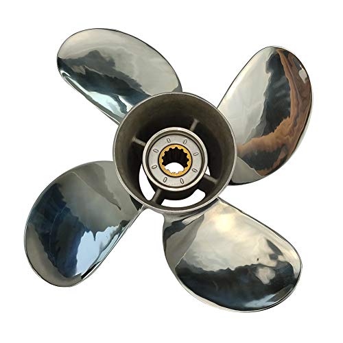 ARKDOZA 4 Blade Stainless Steel Propeller 25/30/40/48/50/55/60HP RH 13 Tooth SS Prop for Yamaha Outboard Motor Engine 11 5/8x12