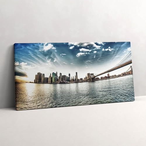 La ville et le pont de Brooklyn : grand tableau de salon modern