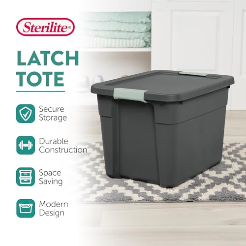 Image of Sterilite Latch Tote Storage w /Lids for Home & Office, 12 Gallon, 12-Pack