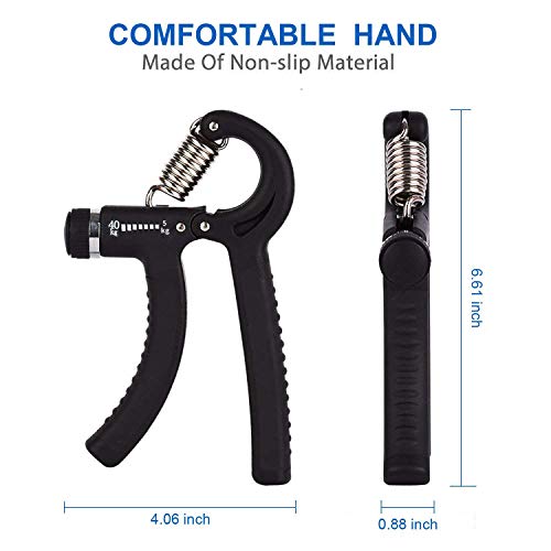 Eoney Hand Grip Strengthener Adjustable Hand Grip Exercisers,Hand Gripper with Resistance Range 22 to 88 Lbs(2Pack-Black 10-40kg)