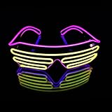SOUTHSKY Christmas Gafas Neon LED con Luz Black Frame Led Glasses Light Luminoso de EL Alambre Light Up for Halloween Costume Cosplay Party (Rosa + Amarillo)
