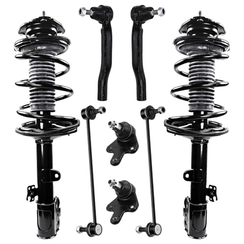 Image of Detroit Axle - Front Struts w /Coil Springs Sway Bar Links Outer Tie Rod Ends Lower Ball Joints Replacement for 2011-2014 Toyota Sienna AWD - 8pc Set