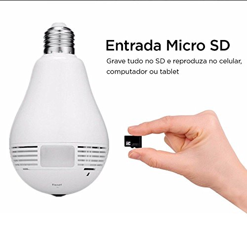 Camera Lampada Alta Definicao 360 Panoramica Espia Wifi Ip Seguraca Vr V380 5 Camera Lampada Alta Definicao 360 Panoramica Espia Wifi Ip Seguraca Vr V380 - Imagem 5