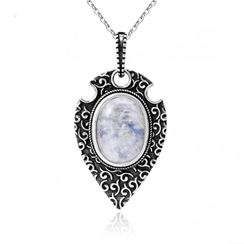 Pendentif pierre de lune argent 925 forme soleil collier chic