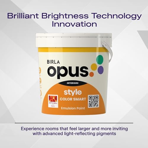 Image of Birla Opus Style Color Smart Premium Interior Emulsion Paint-10L, Clouds Of Butter Colour, Smooth Matt Finish-Superior Coverage, Washable, Non Chalking-For Bedroom, Living Room, Office|Get 10% More Free