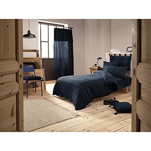 Funda nórdica doble gasa de algodón de lujo 140 x 200 cm, color azul oscuro