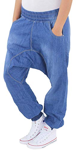 Sotala Damen Boyfriend Aladin Baggy Harem Jeans Hose Pumphose Pluderhose Chino Haremshose Aladinhose A 36 (S) Cover