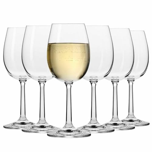 Krosno – Copas para Vino Blanco 280 ml – Juego de 6 unidades – Colección Pure – Cristal sin Plomo – Forma Esbelta y Clásica