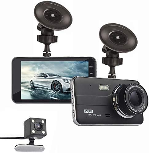 Dual Dash Cam Car Camera 1080P Front and 720P Rear View Backup Camera, 4.0" LCD Screen 358°Wide Angle with Ultra Clear Night Vision, G-Sensor, Parking Monitor, Motion Detection, WDR
