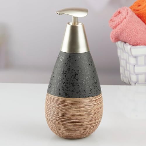 Image of SaSaSa Ceramic Soap Dispenser for Bathroom handwash, refillable Pump Bottle for Kitchen Hand wash Basin, Set of 2, Black (10984)
