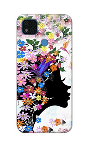 Image of Printed Hard Back Cover Case for Mi Poco C31 Back Cover (Floral Hairstyle Girl) -1803