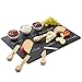 Price comparison product image VonShef Slate Cheese Board with Knives and Small Dipping Bowls - 9pc Set Includes 4 Stainless Steel Cheese Knives, 3 Ceramic Dipping Bowls, Slate Serving Platter (Black)