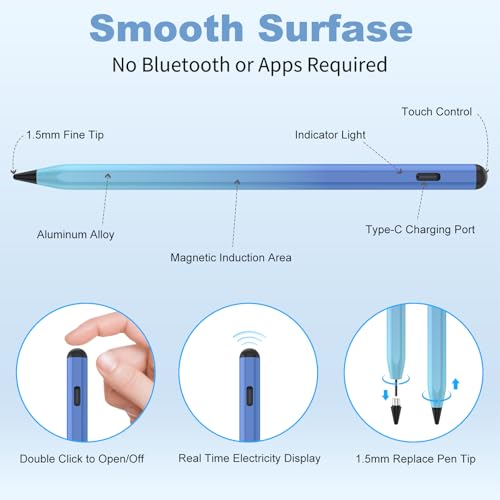 Image of COO Universal Active Stylus Pen for iOS, Android & Samsung Touch Screens | Smart Digital Stylus for Lenovo /Vivo /Mi /HUAWEI Tablets, iPhone /Samsung /Pixel Phones for Drawing, Gradient Blue