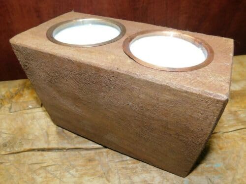 Vintage 2 Hole Wooden Sugar Mold Wood Candle Holder Primitive Tin Cup Votives & Candles