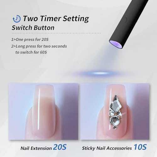 Luz UV para unhas de gel, lâmpada de unhas Denabuty Mini U V LED portátil com suporte, secador de un