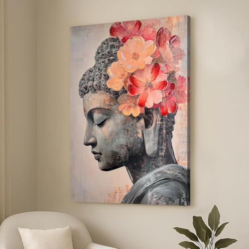 Image of PAINTINGMANTRA Buddha Canvas Painting for Living Room, Buddha wall Art Painting for living room, Bedroom, office and Home, Canvas, 12x16 Inch