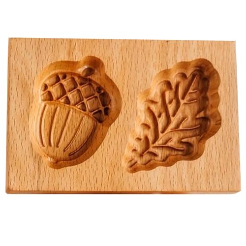 Stampi per biscotti in legno, timbri per biscotti in rilievo 3D a forma di ghiande e foglie, stampi per natalizi, Attrezzi fai da te per la cottura dei cucina