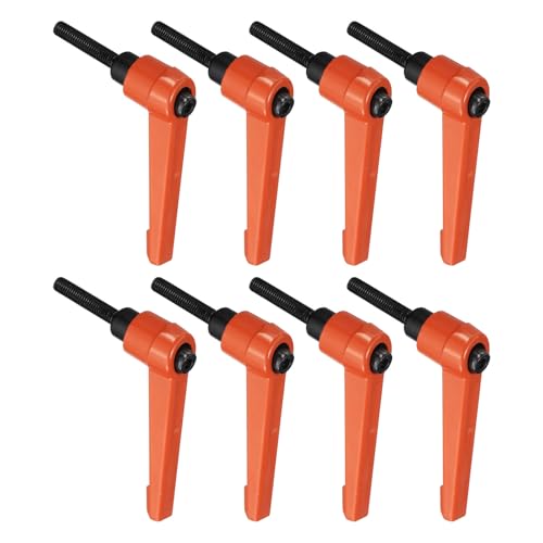Image of uxcell 8pcs Lever Adjustable Handles M5 x 25mm Metric Male Thread, Level Clamping Handle Hand Stud Knobs Rotating Screw Handles Bolts with Locking Lever, Orange