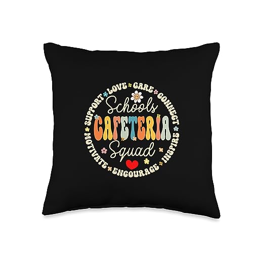 Groovy Cafeteria Squad & Lunch Lady Crew Designs Groovy Schools Cafeteria Squad Support Team Worker Lunch Throw Pillow, 16x16, Multicolor