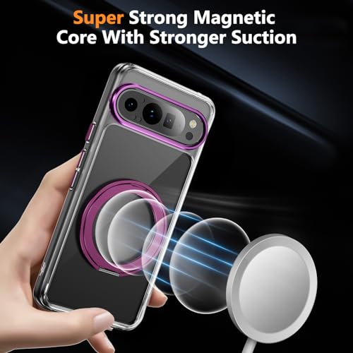 Lokyoo Magnetic Case for Google Pixel 9 Pro XL 6.8 inch Case Clear, [Fit for MagSafe], [Anti-Yellow], [360° Rotating Magnetic Stand] Drop Protection, Anti-Scratch, Hard PC Back Case for 9 Pro XL-Pink by Lokyoo - Used condition - Image 3