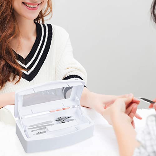 Sterilizer Box For Nail Tools,Shmian Plastic Clearing Sterilizing Tray Storage Box For Esthetician,Tweezers,Manicure,Barber,Nail Salon,Clipper Cleaner (White)… #TOP3