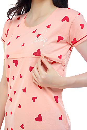 Image of ZEYO Women's Regular Fit Cotton Maternity Heart Printed Feeding Top 5345