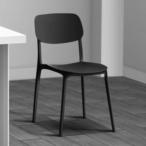 Image of Dream Furnishing - Set of 8 Stackable Dinning Chairs for Home Cafe Office Hotel for Indoor and Outdoor Patio (Black Set 8)