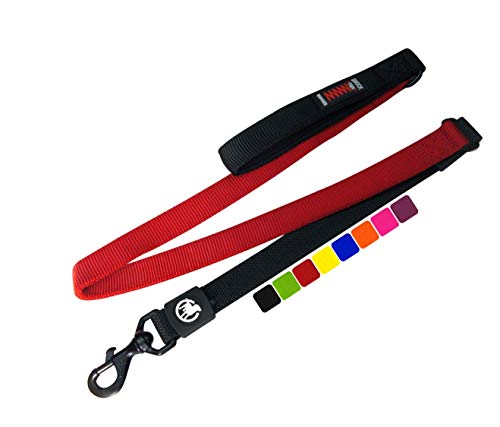Ddoxx Correa Perro Nylon, Bungee, Acolchado, Lazo De Mano Muchos Colores Y Tamaños Para Perros Pequeño, Mediano Y Grande Accesorios Gato Cachorro Rojo, 1,20 M
