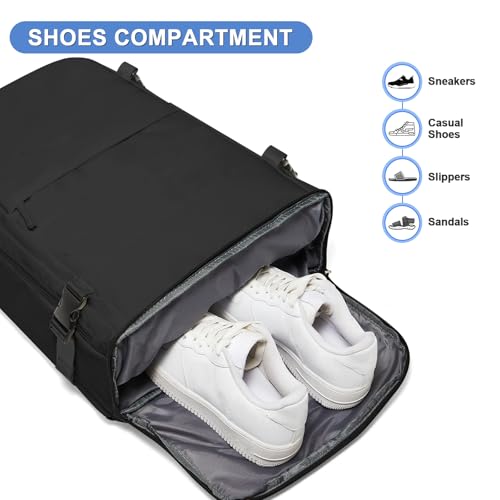 Image of coofay Travel Backpack For Women Airline Approved Carry On Waterproof Sports Luggage Casual Daypack Small Hiking Backpack Black