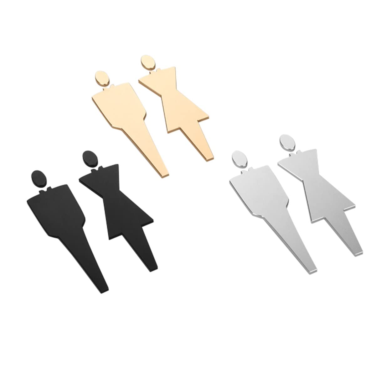 Juego de letreros for baño for hombres y mujeres, chapados en metal, multicolor, paquete de 2(Silver)