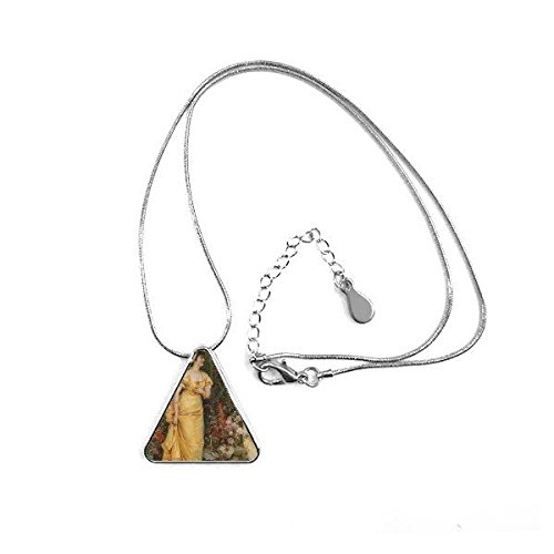 Collier triangle peinture fleur fille robe jaune pendentif femme
