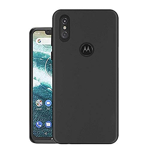 Image of Mobile Back Cover Case for Moto One Power (Silicone Case|CameraProtection|Black SC1510)