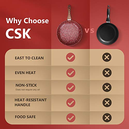 Csk 10"+12"Nonstick Frying Cookware Sets With Lids-Frying Pan Sets With Whitford Granite Coating,Classic Skillet Pan Cookware,Pfoa & Apeo Free, Aluminum Alloy,Bakelite Handle,Induction Compatible.… #TOP6