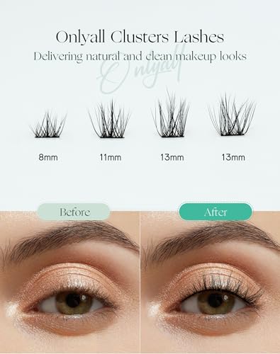 Onlyall Pre-Mapped Cluster Lashes 64 Pcs - Ready-to-Apply Natural Style, 8-13mm Faux Mink Individual Eyelashes for Quick DIY - Image 3