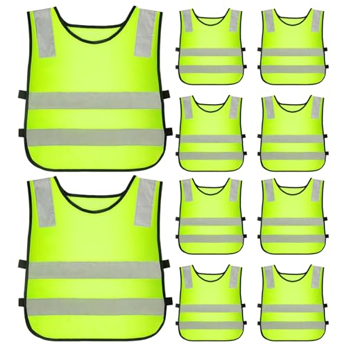 Yulokdwi Chaleco Reflectante para Niños - 10 Piezas De De Tráfico | Chaleco de Alta Visibilidad - Para Senderismo Al Aire Libre, Andar En Bicicleta, Esquiar, Acampar Y Carreteras Nocturnas