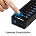 SABRENT 10-Port USB 3.0 Hub, Individual Power Switches and LEDs, 3 Smart Charging Ports, 60W Power Adapter, for PC, Mac, Xbox, PS5, Laptop, Desktop, USB Devices (HB-B7C3)