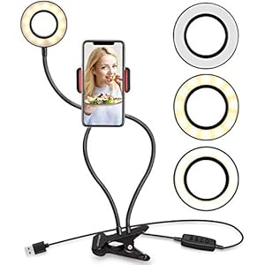 XBEAT® Selfie Ring Light with Mobile Phone Holder Flexible Stand for Live Stream/Makeup, LED Selfie Camera Lighting with…