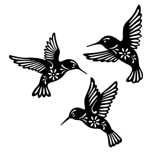 Otherway Sculpture Murale en Métal, 3 Pièces Décoration Murale en Fer Forgé, Art Mural en Métal Vie avec Oiseaux Déco Noir, Décoration d'art Mural,...