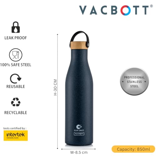 Image of CLAY CRAFT VACBOTT Yeti Double Walled|18 Hours Hot and 24 Hours Cold Vacuum Insulated Flask 850ml|Easy to Carry|Gym Bottle|Home|Kitchen|Hiking|Travel Bottle|BIS Certified|1Year Limited Warranty