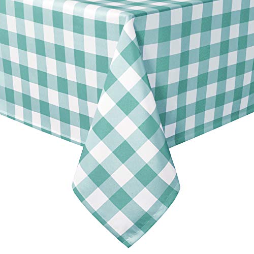 Hiasan Nappe carrée à carreaux - Résistante aux taches, imperméable et infroissable, lavable pour salle à manger et extérieur, 152 x 152 cm, motif vichy bleu et blanc Cover