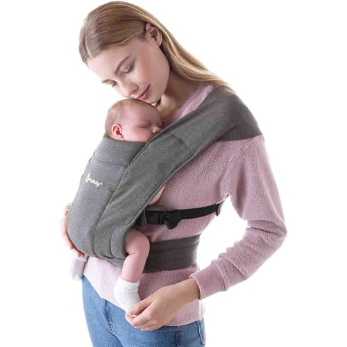 Image of Ergobaby Embrace Cozy Newborn Baby Wrap Carrier (7-25 Pounds), Ponte Knit, Heather Grey