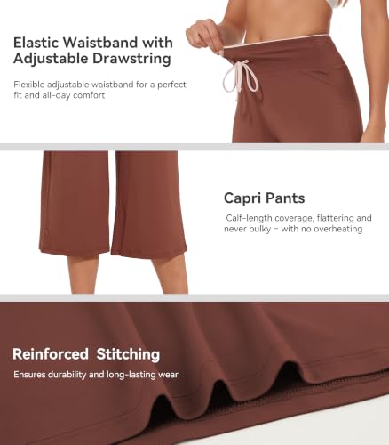 Image of WiWi Bamboo Viscose womens capri pants Wide Leg Pajama Super Soft Lounge knit Sleep shorts Cooling Pj Bottoms S-XXL