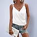 Womens Silk Spaghetti Strap Tank Top Sexy Wrap V Neck Camisole Silk Satin Sleeveless Elegant Cami Blouse Ruched Summer Work Shirts Business Casual Outfit(A05 White,Small)