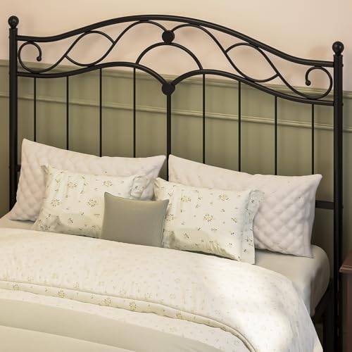 Merronix Queen Size Headboard Only Adjustable Height Metal Headboard Vintage Queen Headboard for Bedroom Sturdy and Stable Easy Assembly Black
