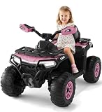 Garvee Quad eléctrico de 12 V para niños con Mando a Distancia,Rosa