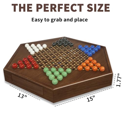 Juego de Mesa Damas Chinas con Tablero de Madera 15" miniatura 3